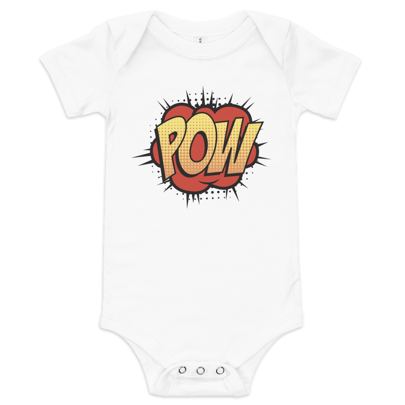 Babybody med texten "POW"