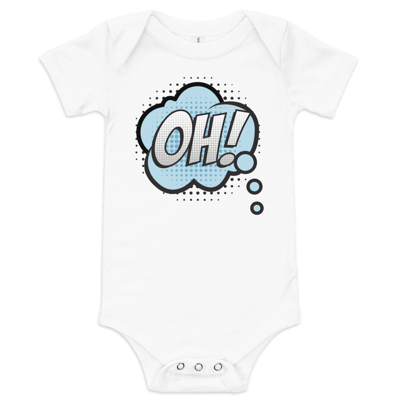 Babybody med texten "OH!"