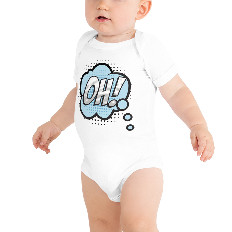 Babybody med texten "OH!"