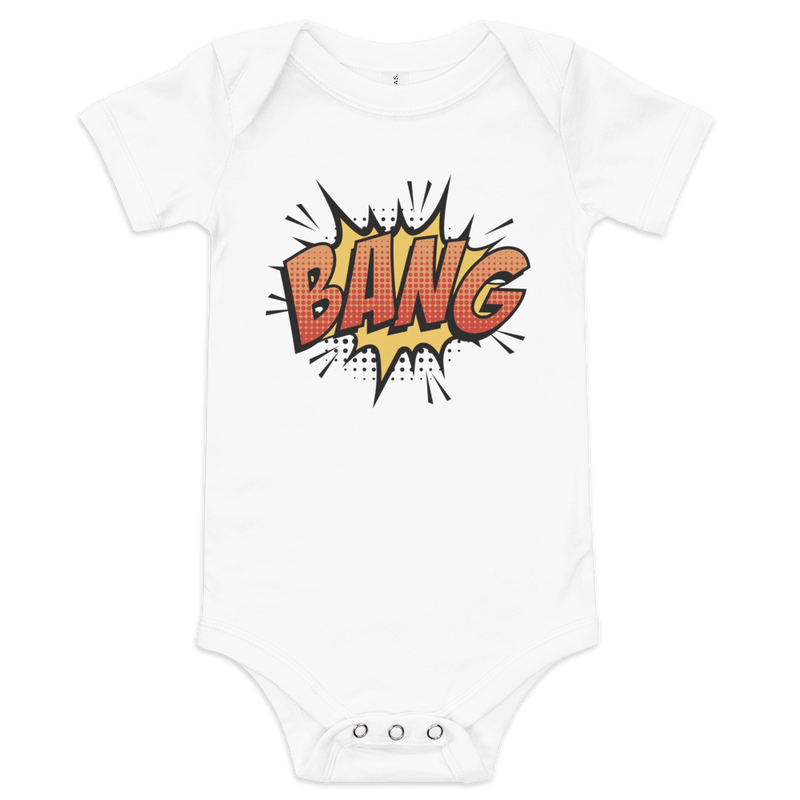 Babybody med texten "BANG"