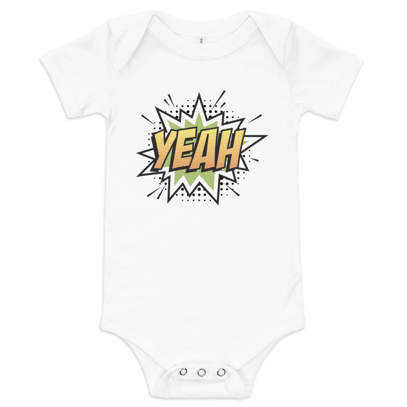 Babybody med texten "YEAH"
