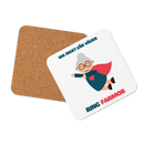 Glasunderlägg med tryck " Om inget går vägen ring farmor"