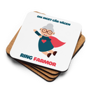 Glasunderlägg med tryck " Om inget går vägen ring farmor"