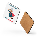 Glasunderlägg med tryck " Om inget går vägen ring mormor"