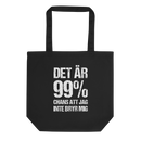 Tygkasse med texten "Det är 99% chans att jag inte bryr mig"