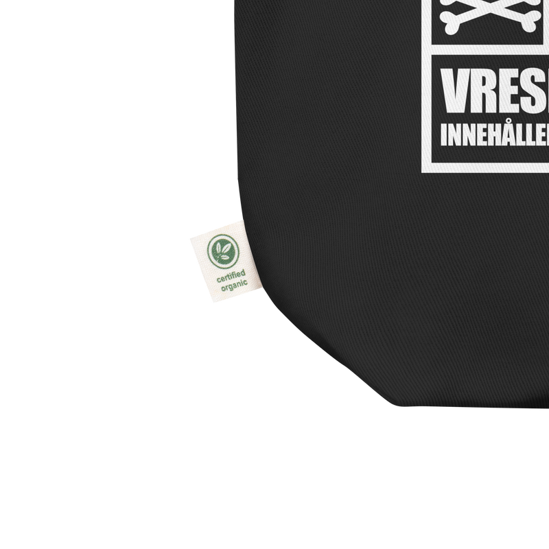 Tygkasse med texten "VARNING vresig gammal gubbe"