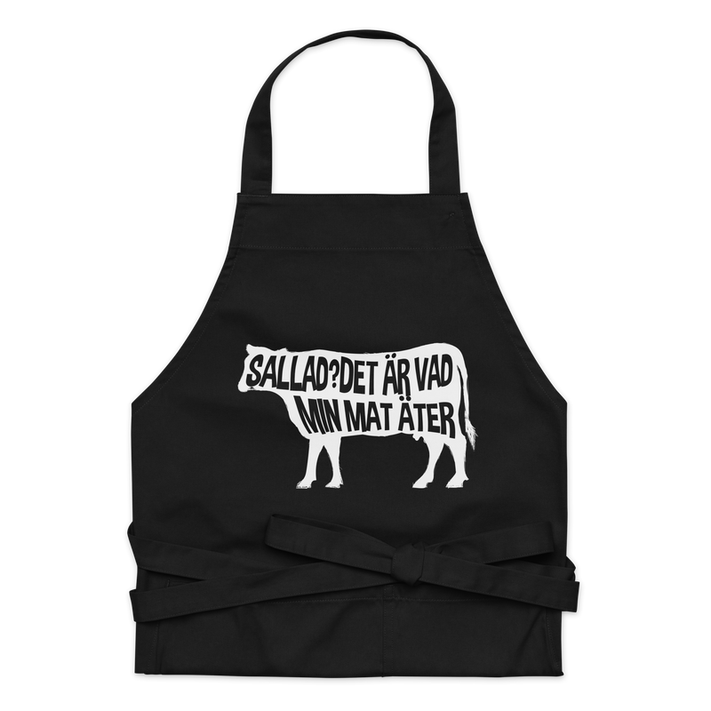 Förkläde med texten "Sallad? Det är vad min mat äter"
