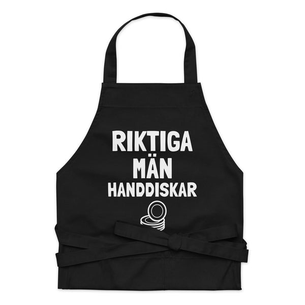 Förkläde med texten "Riktiga män handdiskar"