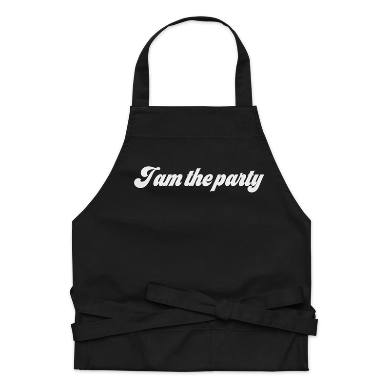 Förkläde med texten "I am the party"