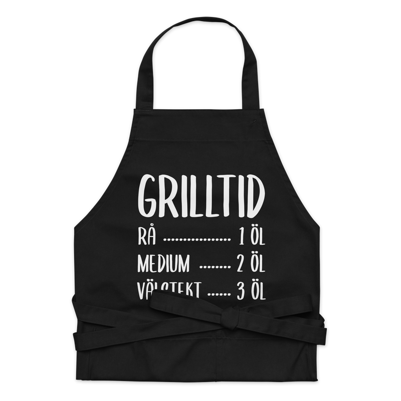 Förkläde med texten "Grilltid"