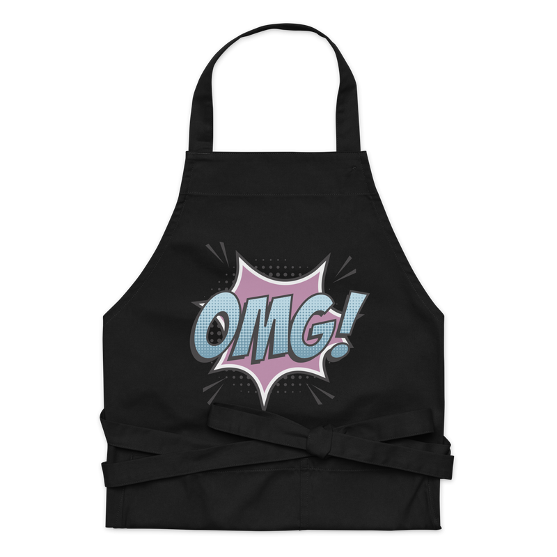 Förkläde med texten "OMG!"