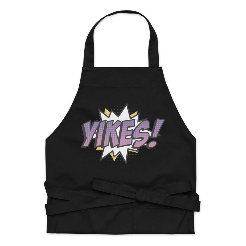 Förkläde med texten "YIKES!"