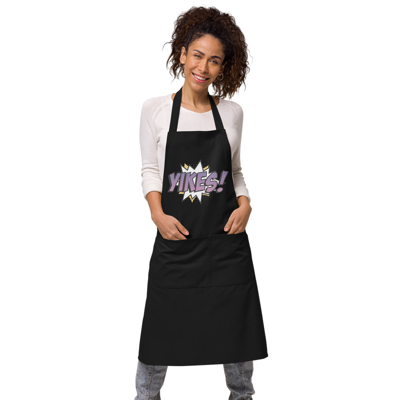 Förkläde med texten "YIKES!"