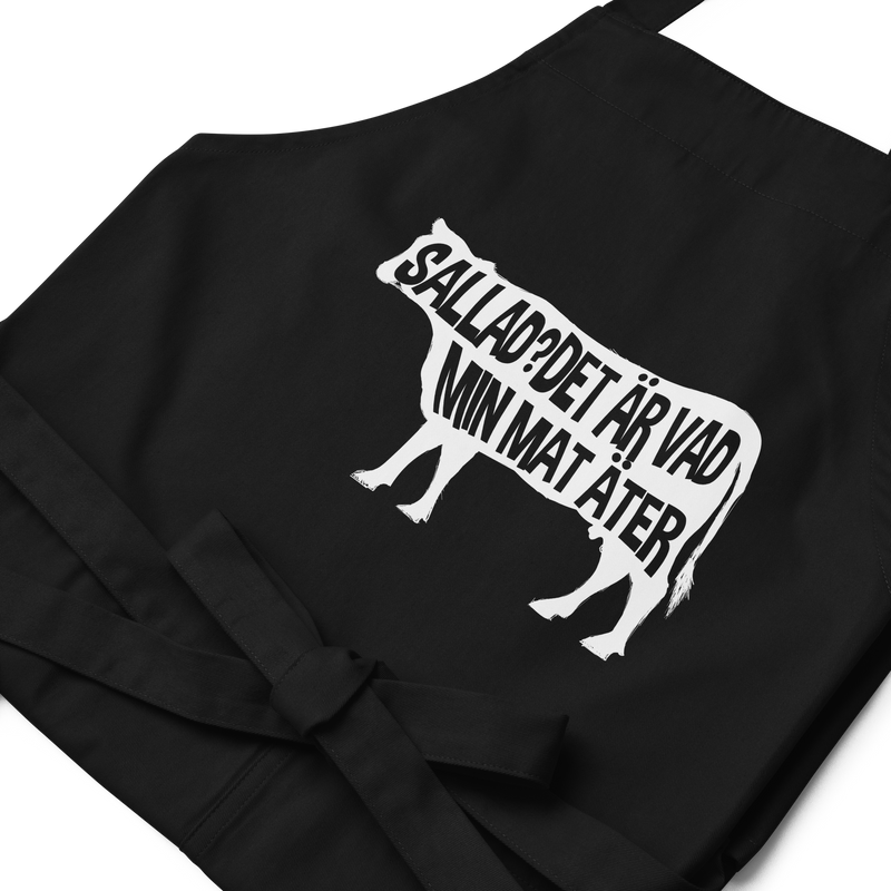 Förkläde med texten "Sallad? Det är vad min mat äter"