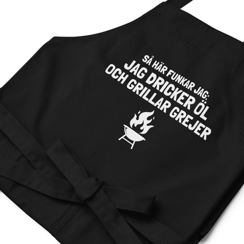 Förkläde med texten "Så funkar jag"