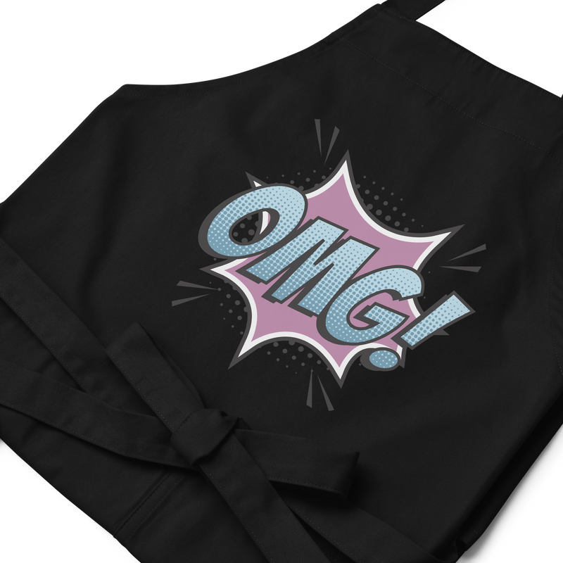 Förkläde med texten "OMG!"