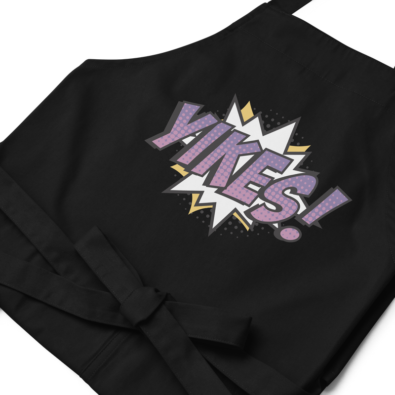 Förkläde med texten "YIKES!"