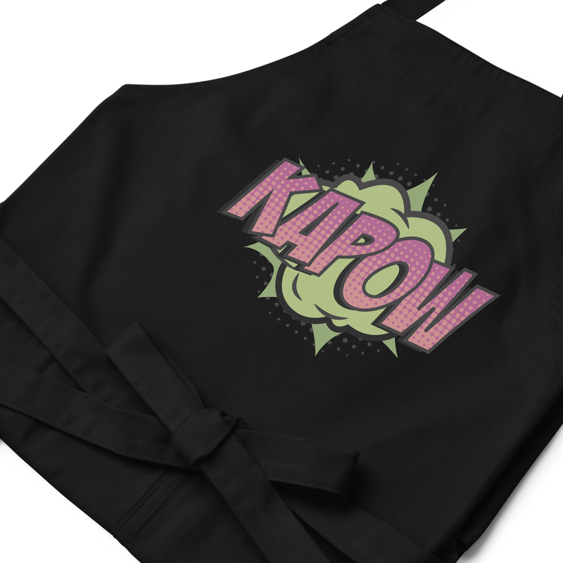 Förkläde med texten "KAPOW"