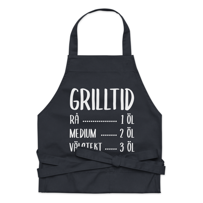 Förkläde med texten "Grilltid"