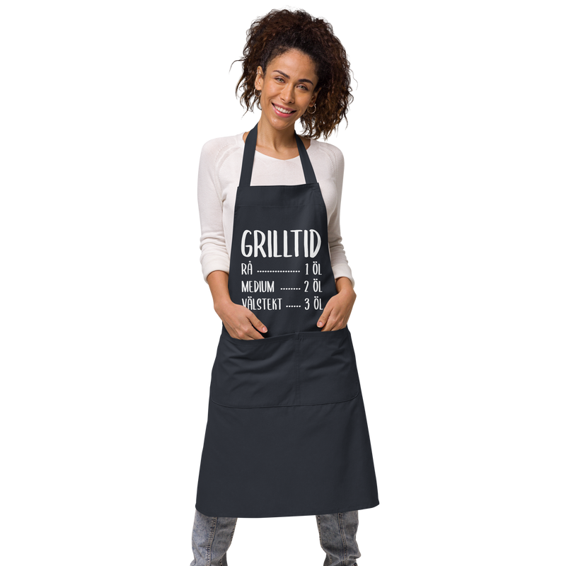 Förkläde med texten "Grilltid"