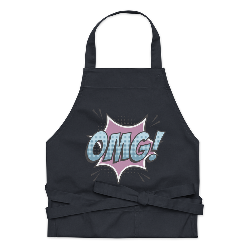 Förkläde med texten "OMG!"