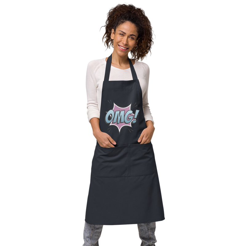 Förkläde med texten "OMG!"