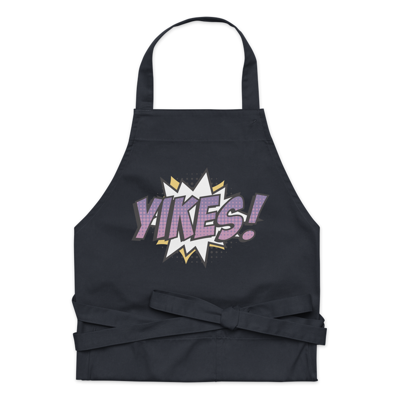 Förkläde med texten "YIKES!"