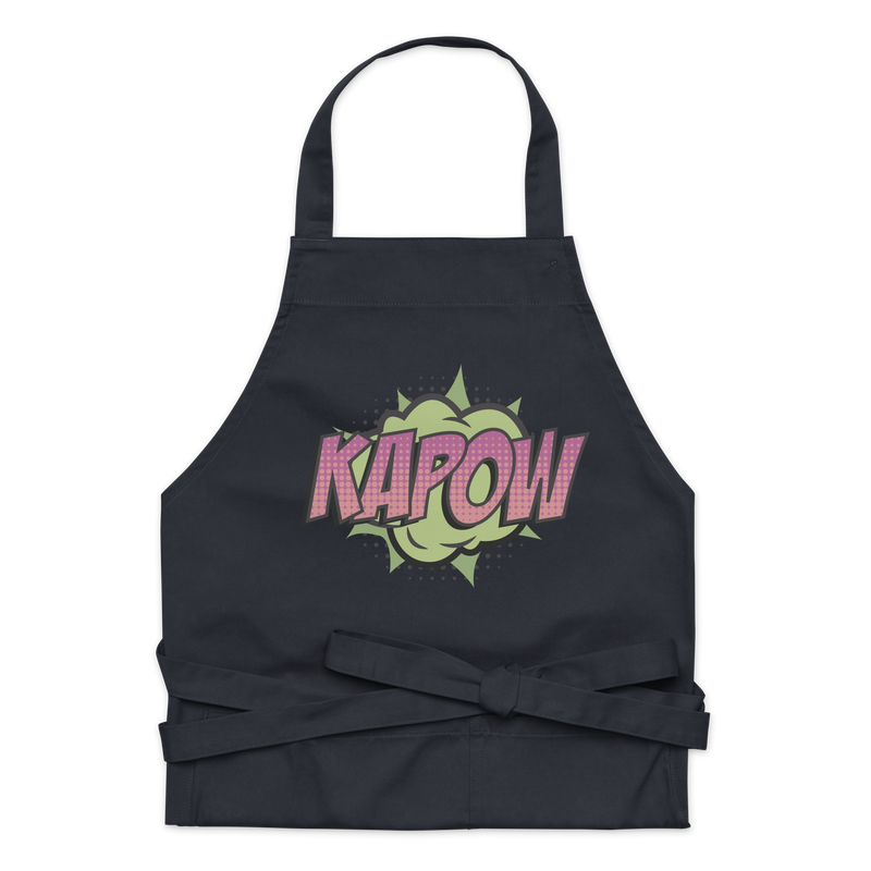 Förkläde med texten "KAPOW"