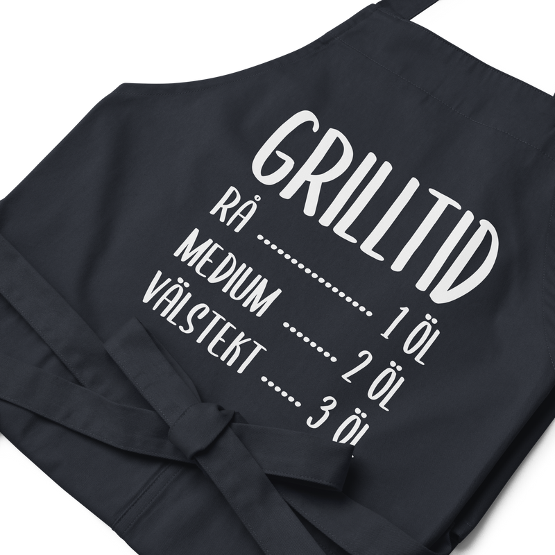 Förkläde med texten "Grilltid"
