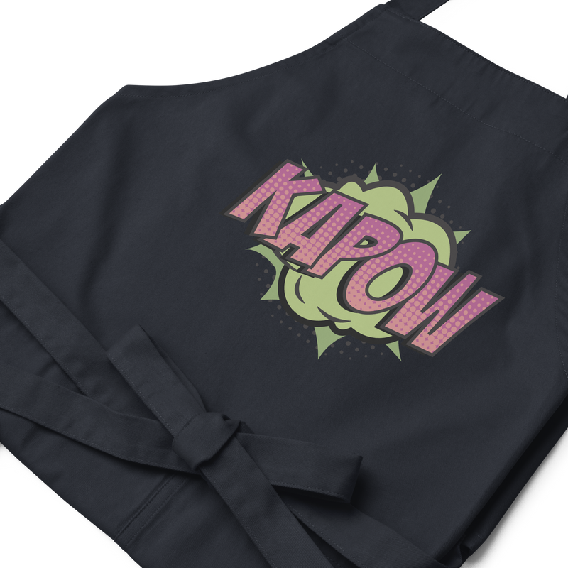 Förkläde med texten "KAPOW"