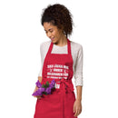 Förkläde med texten "Ska lägga mig under julgranen"