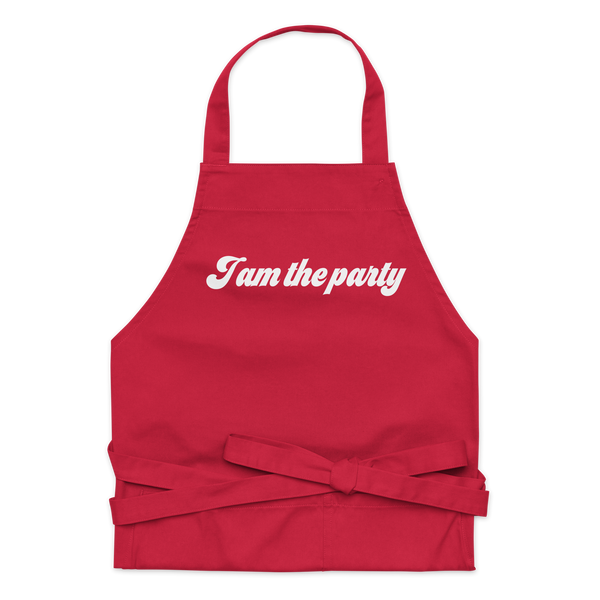 Förkläde med texten "I am the party"
