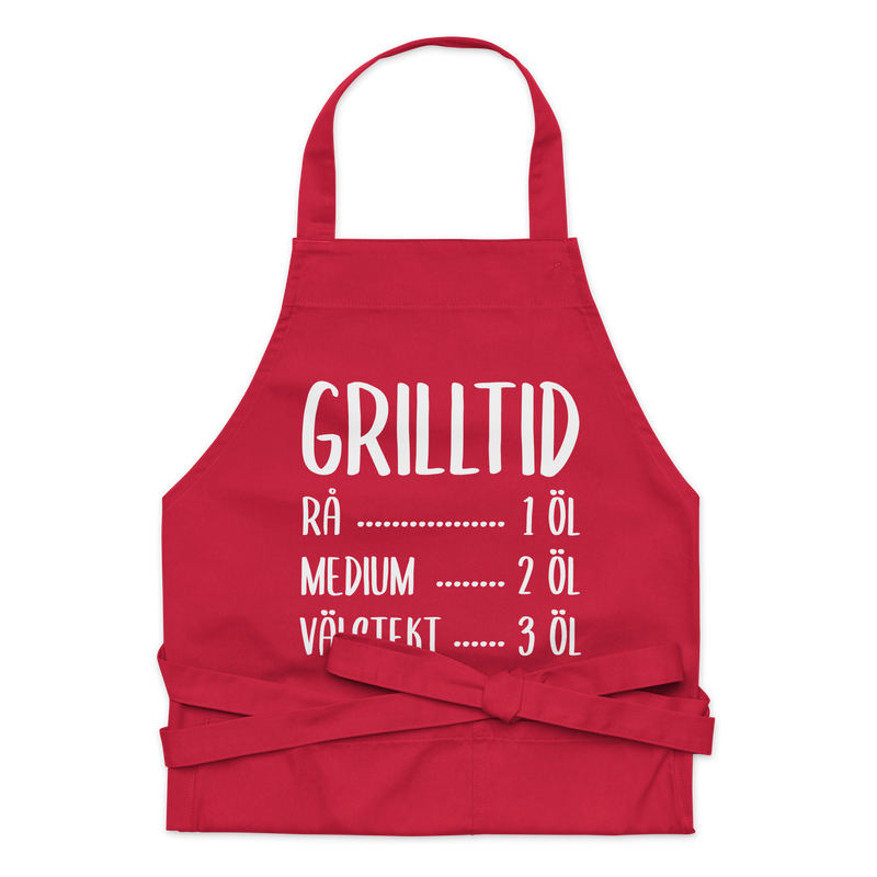 Förkläde med texten "Grilltid"
