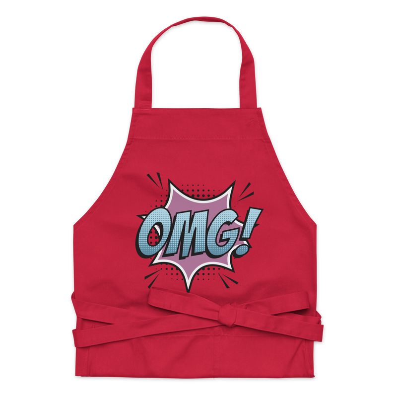 Förkläde med texten "OMG!"