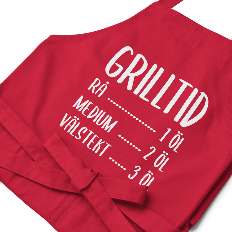 Förkläde med texten "Grilltid"