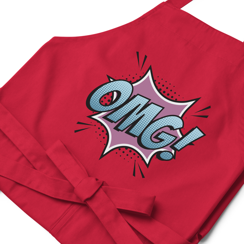 Förkläde med texten "OMG!"