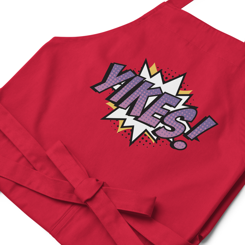 Förkläde med texten "YIKES!"