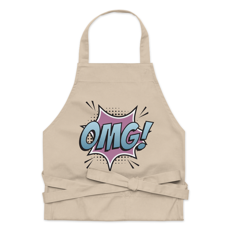 Förkläde med texten "OMG!"