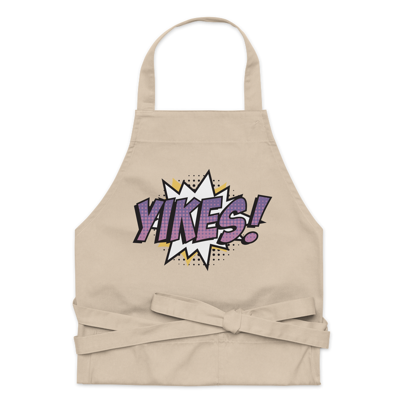 Förkläde med texten "YIKES!"