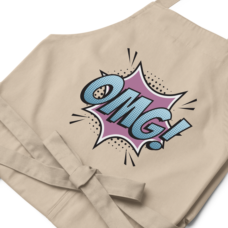 Förkläde med texten "OMG!"