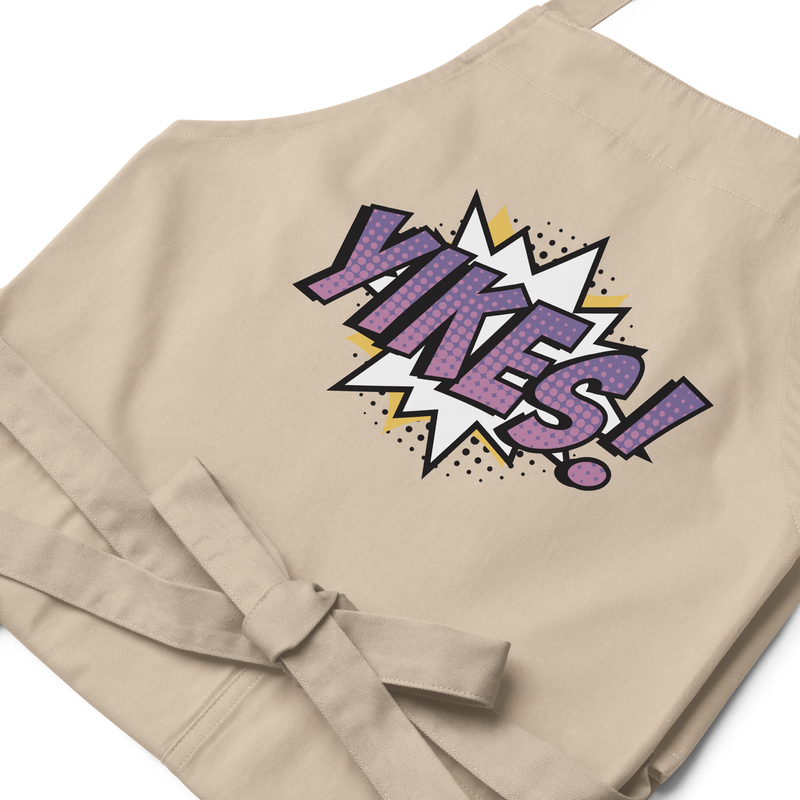 Förkläde med texten "YIKES!"