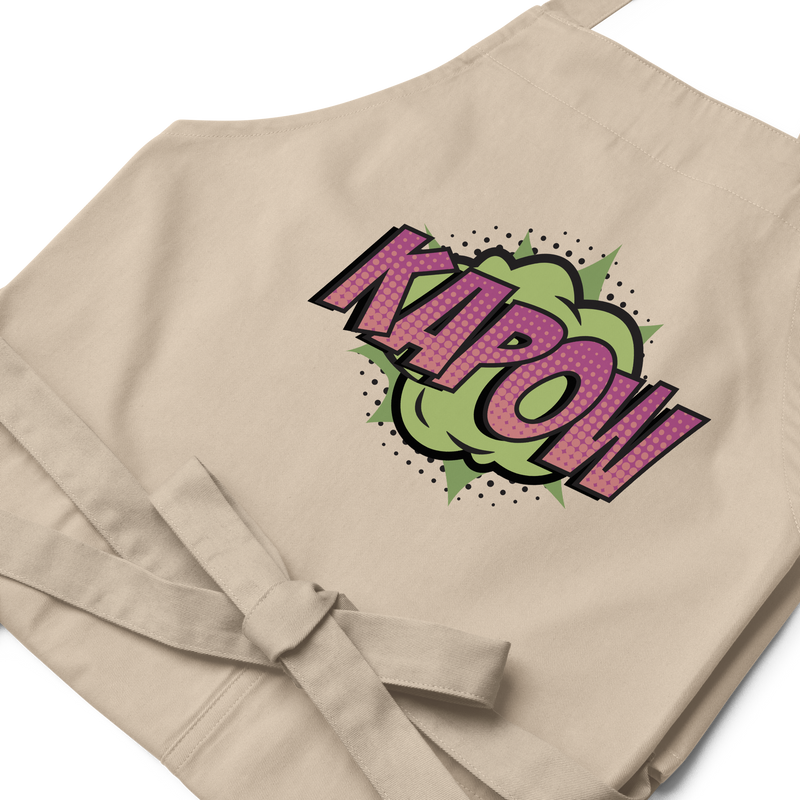 Förkläde med texten "KAPOW"