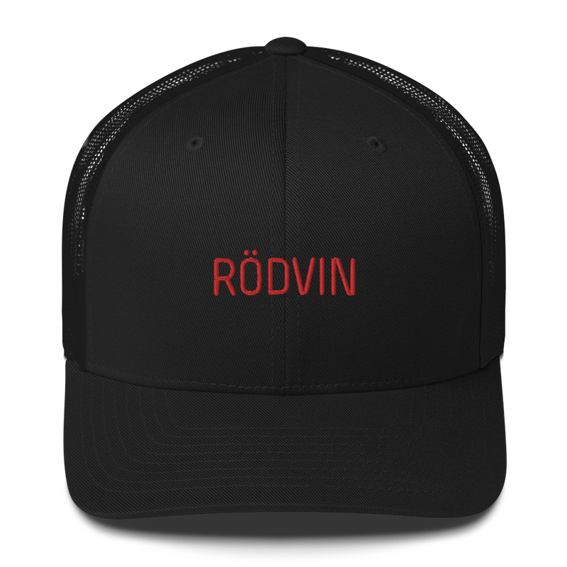 Trucker kepa med broderad text "Rödvin"