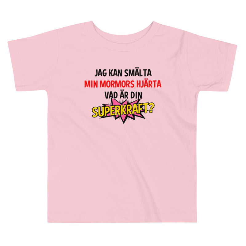 T-shirt för barn med texten - "Jag kan smälta mormors hjärta, vad är din superkraft?"