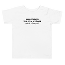 T-shirt för barn med texten "Mamma och pappa tror att de bestämmer"
