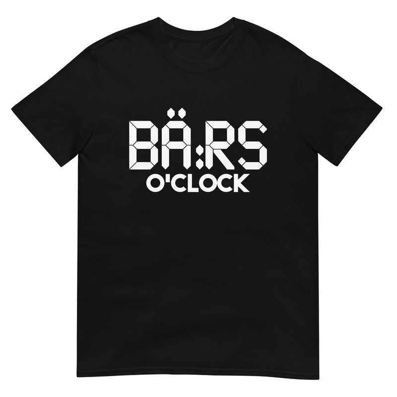 Kortärmad t-shirt i unisex-modell med texten Bärs o clock