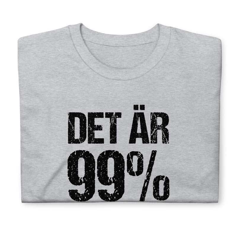 Kortärmad t-shirt i unisex-modell med texten - Det är 99% chans att jag inte bryr mig