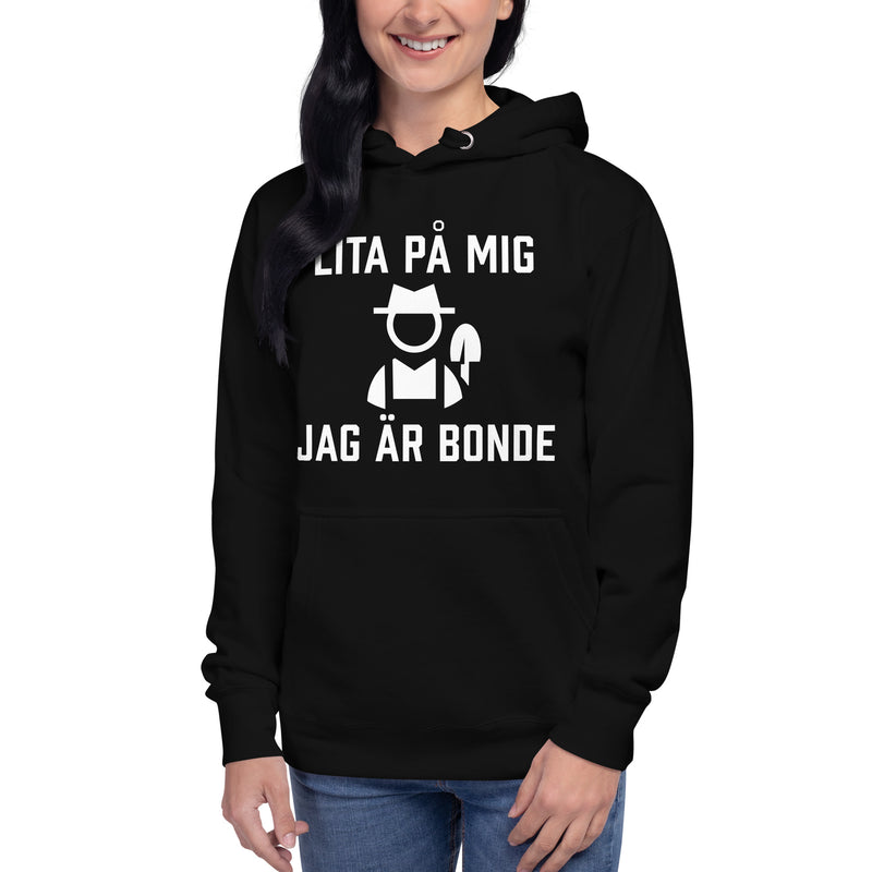 Hoodie med texten "Lita på mig, jag är bonde"