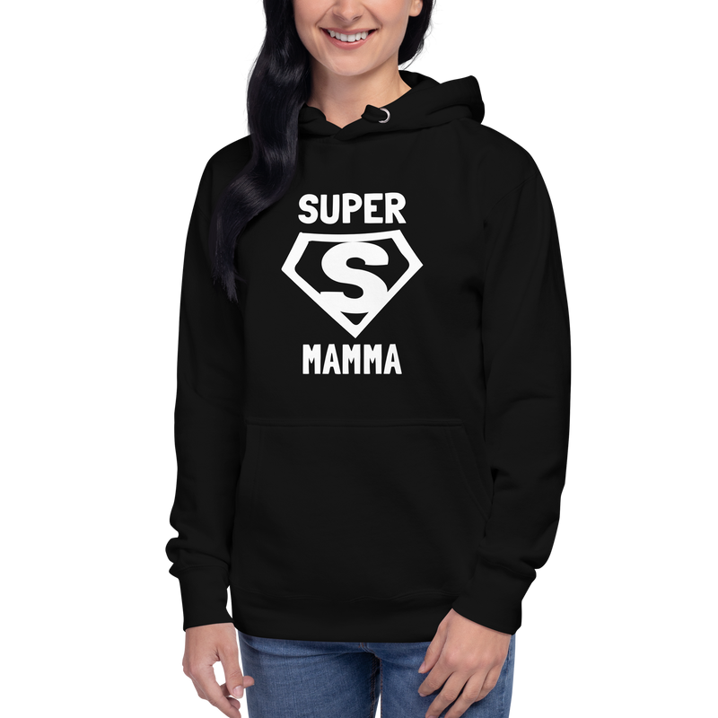 Hoodie med texten "SUPER MAMMA"
