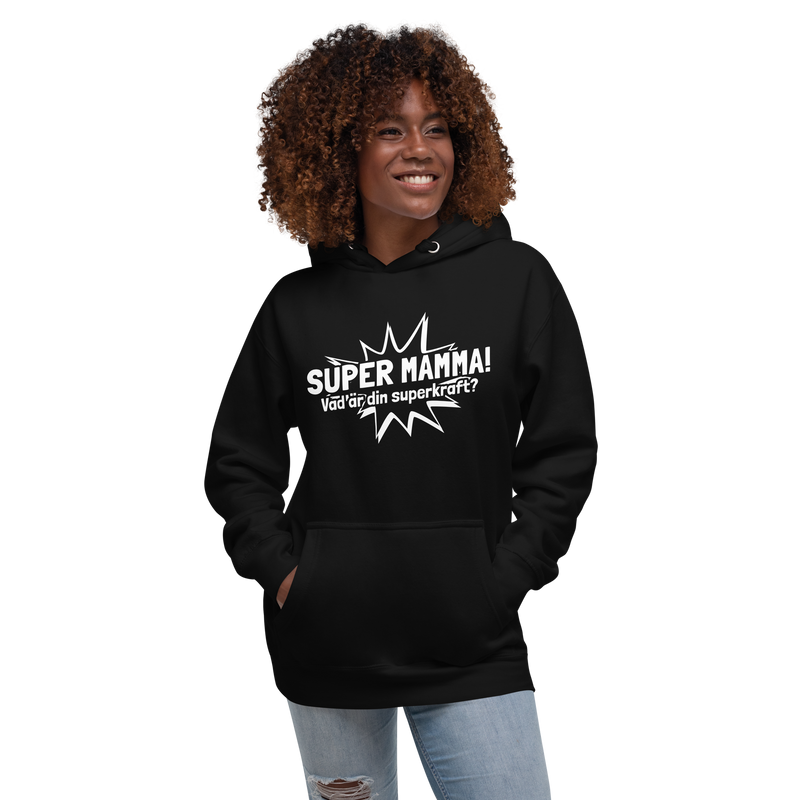 Hoodie med texten "SUPER MAMMA"